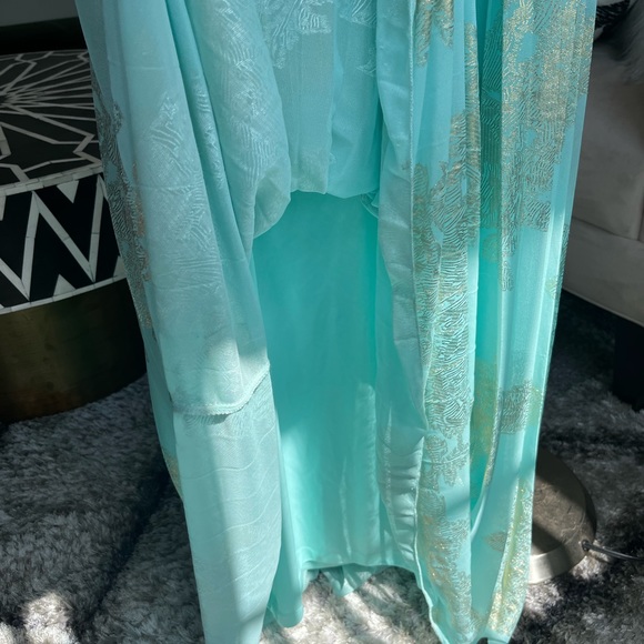 MSK Women's Gold Chain Halter Neck Maxi Woven Pleated Dress - Picture 15 of 15